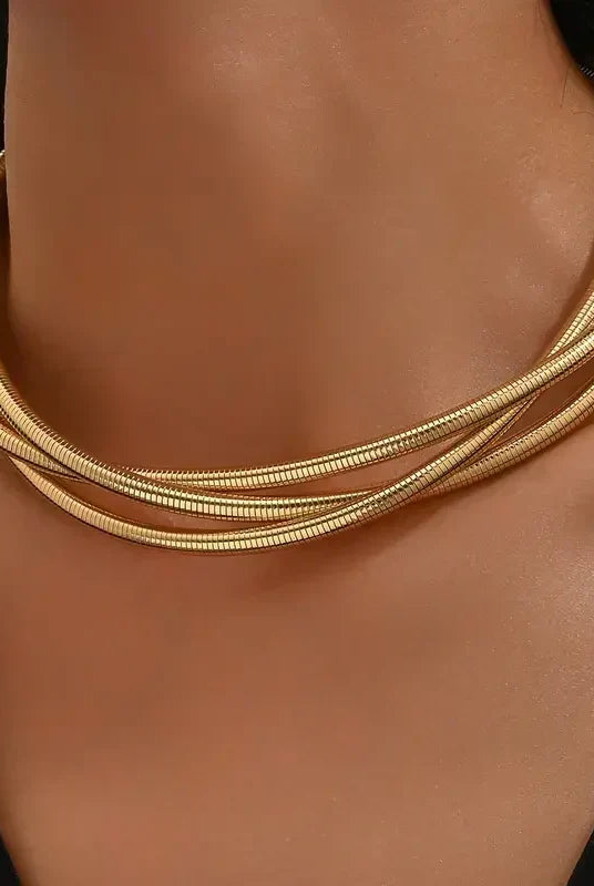 Men's Three-Strand Layered Gold Chain Necklace 0