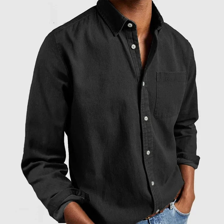 Men's Vintage Cotton Chambray Button-Front Shirt 6