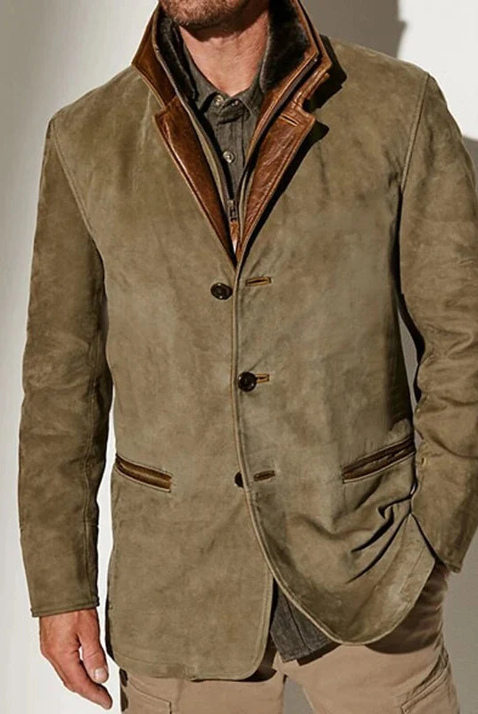 Men's Vintage Distressed Wool Blend Blazer Jacket 0