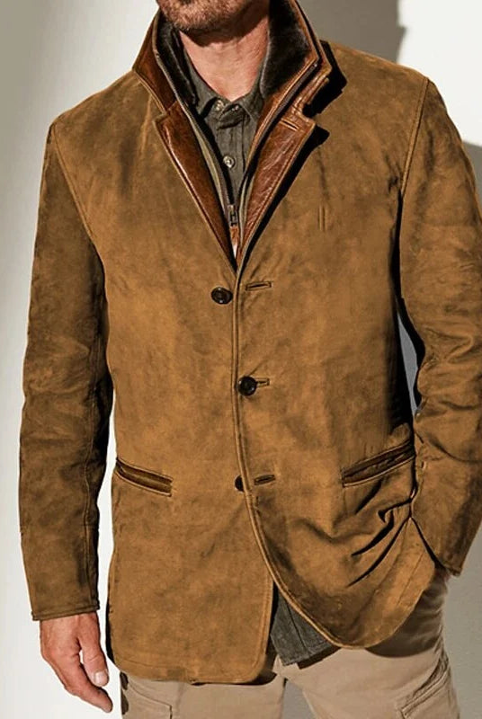 Men's Vintage Distressed Wool Blend Blazer Jacket 1