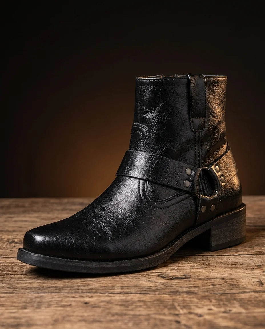 Men's Vintage Leather Lace-Up Boots with Cushioned Insoles and Sturdy Grip Outsole 1