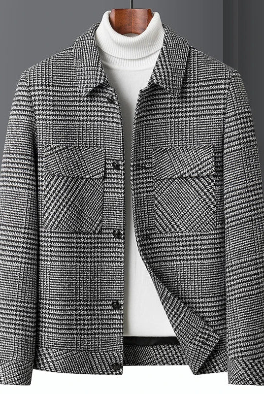 Men's Wool-Blend Check Jacket with Structured Fit 0