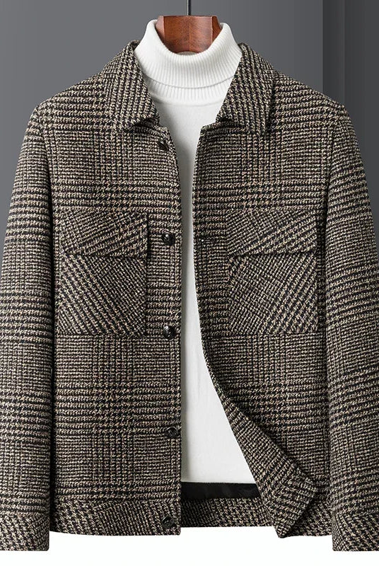 Men's Wool-Blend Check Jacket with Structured Fit 1