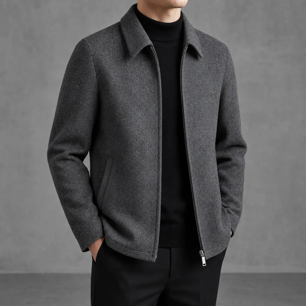 Men's Wool-Blend Structured Jacket with Soft Plaid Lining 0