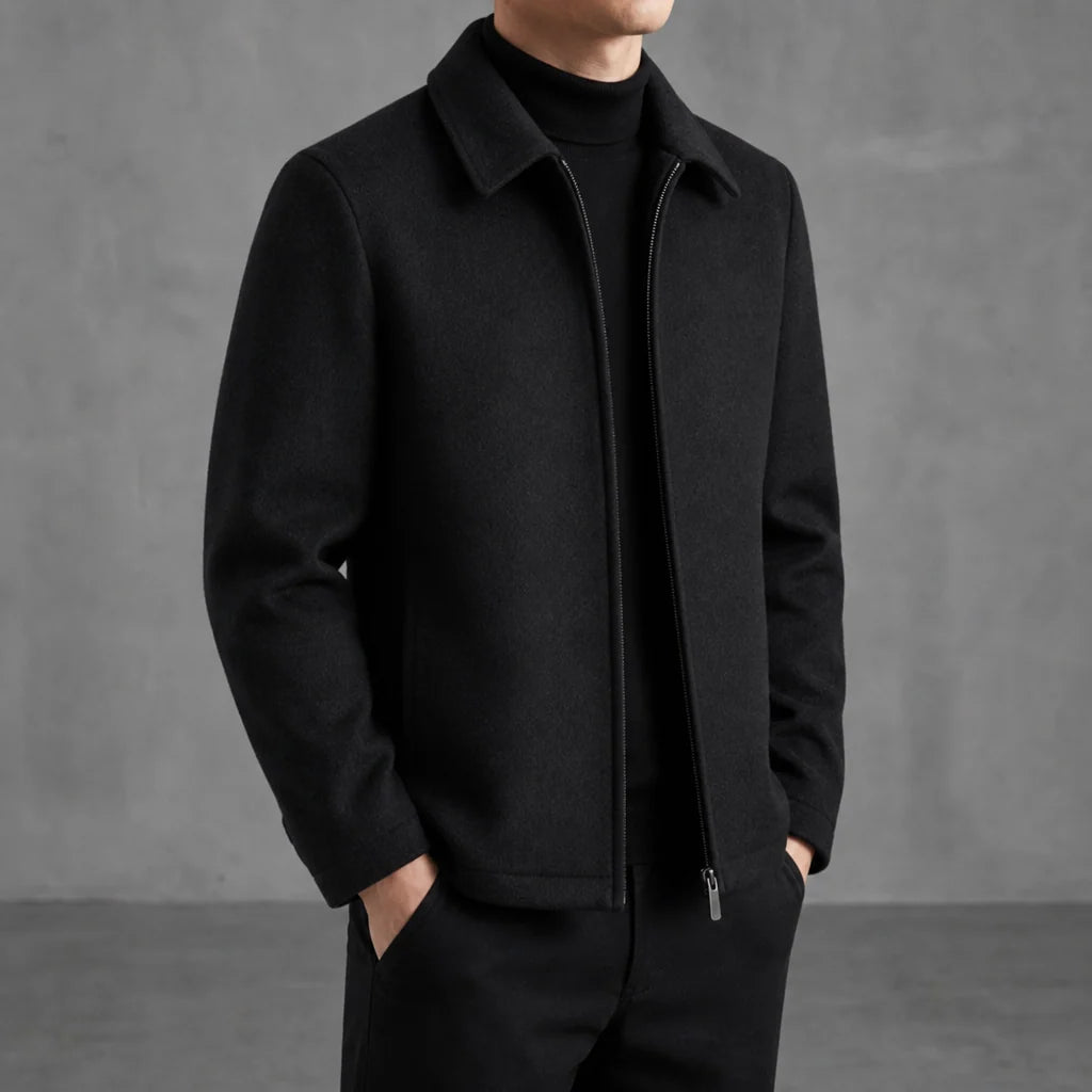 Men's Wool-Blend Structured Jacket with Soft Plaid Lining 1