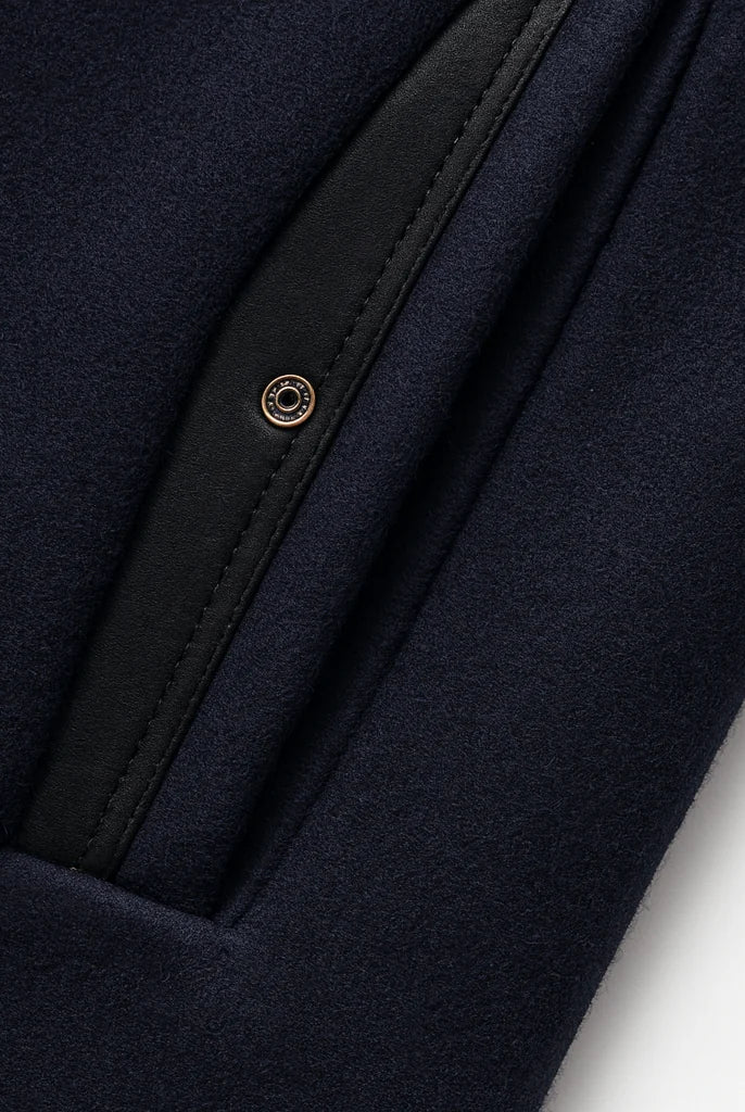 Men's Wool Blend Overcoat with Stand-Up Collar and Single-Breasted Closure 8