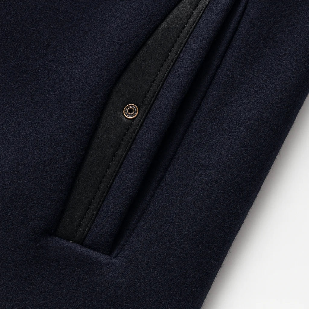 Men's Wool Blend Overcoat with Stand-Up Collar and Single-Breasted Closure 8
