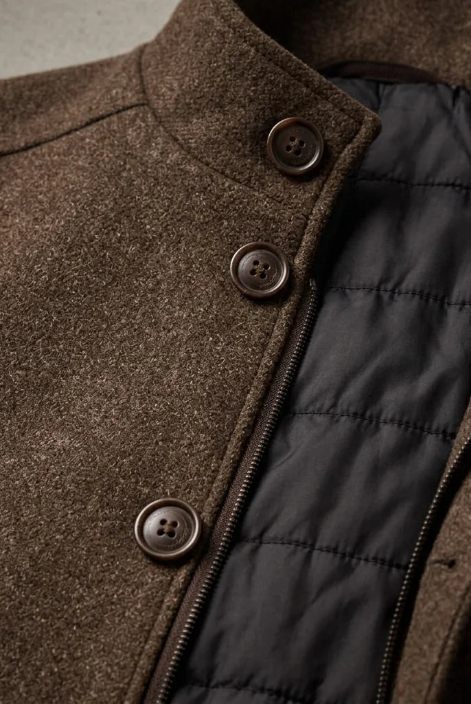 Men's Wool Tailored Overcoat with Insulated Lining and Button Closure 3