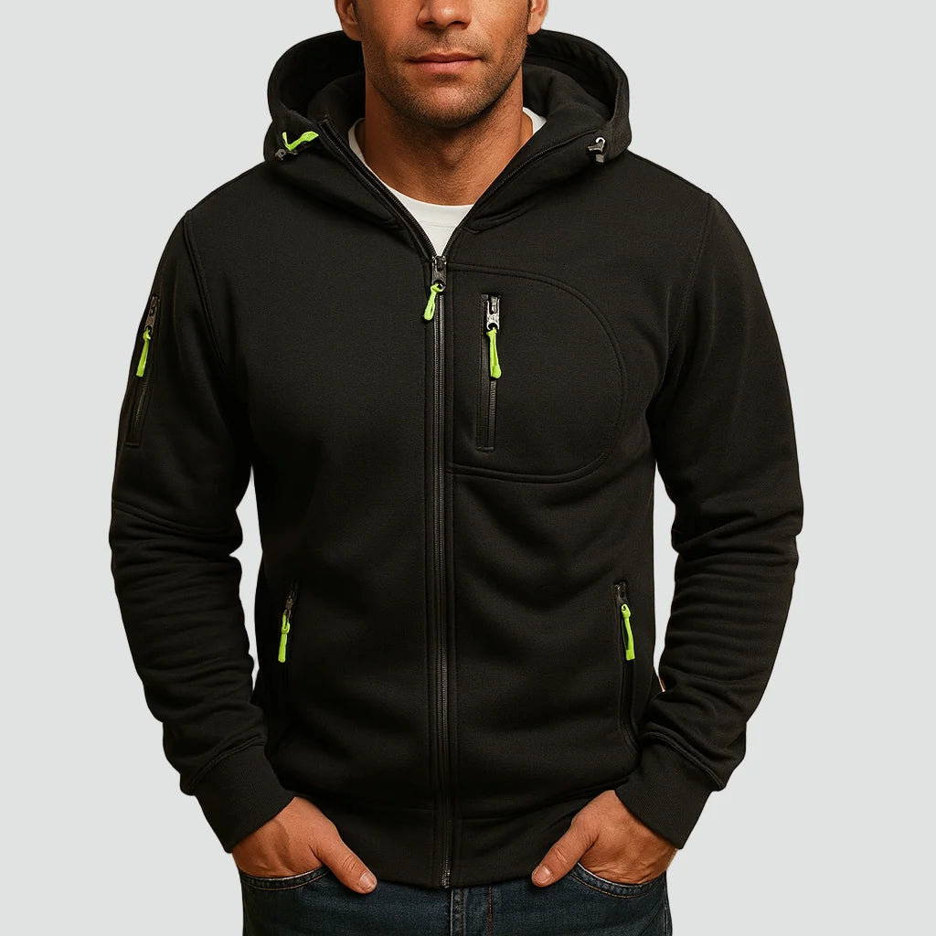 Men's Zip-Up Hoodie with Adjustable Hood and Zipper Pockets 2