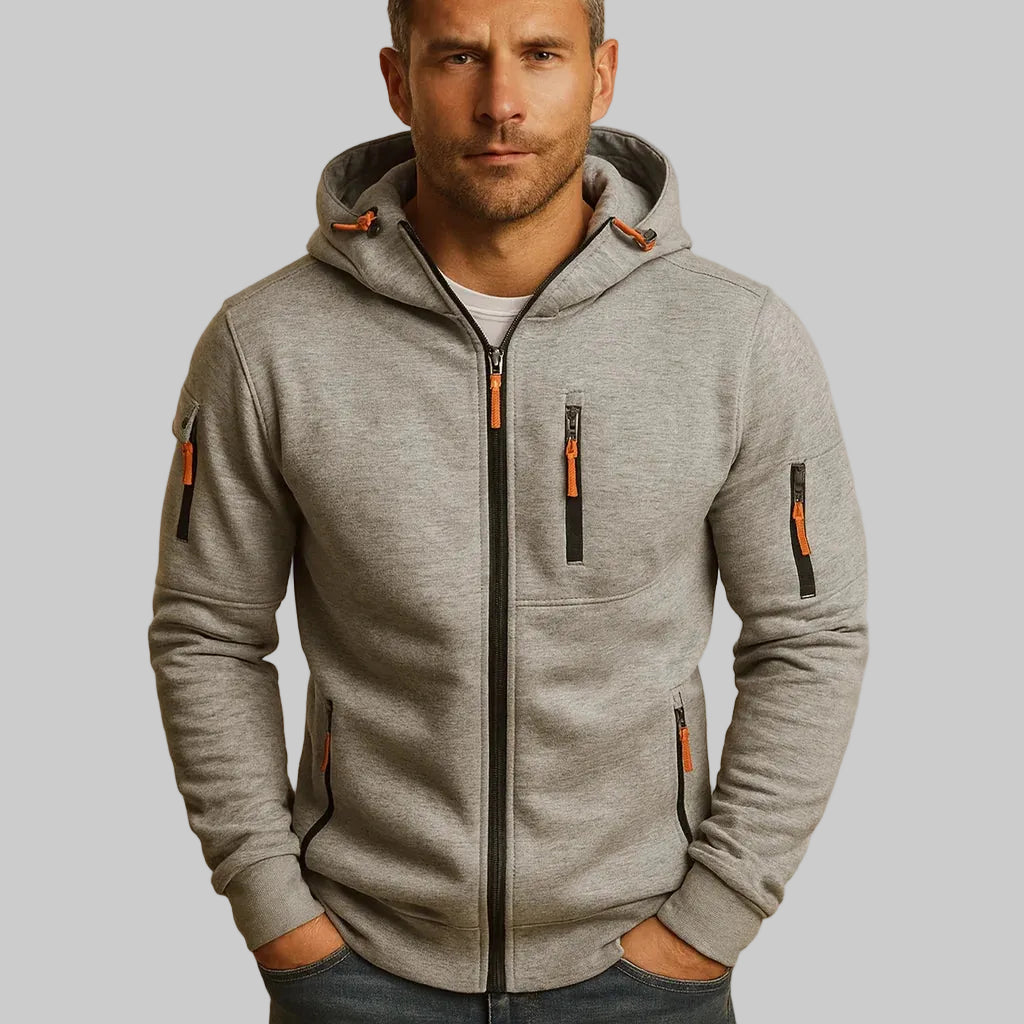 Men's Zip-Up Hoodie with Adjustable Hood and Zipper Pockets 6