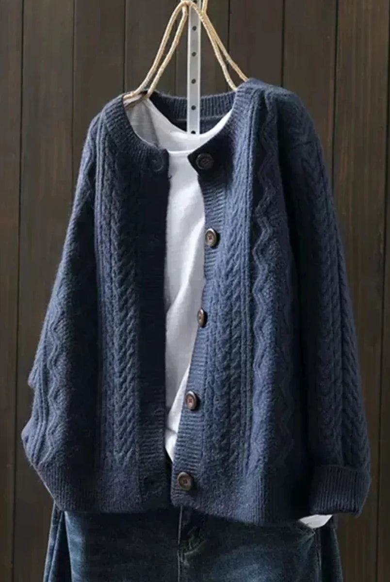 Women's Cable Knit Button-Front Cardigan with Relaxed Fit 3
