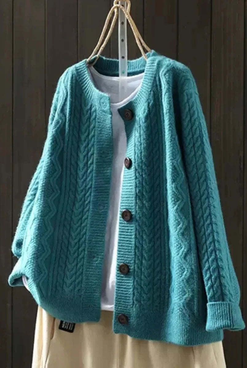 Women's Cable Knit Button-Front Cardigan with Relaxed Fit 5