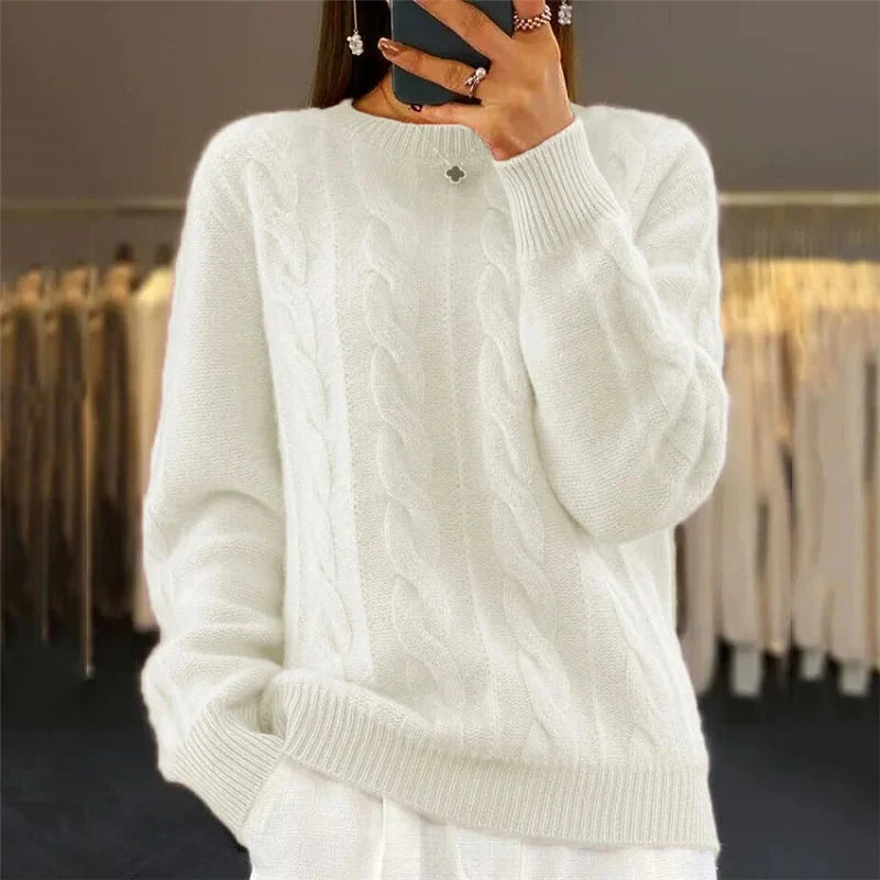 Women's Cashmere Crewneck Sweater for Versatile Layering 0