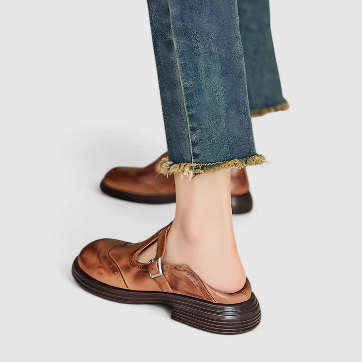 Women's Classic Leather T-Strap Dress Shoes with Soft Insole 4