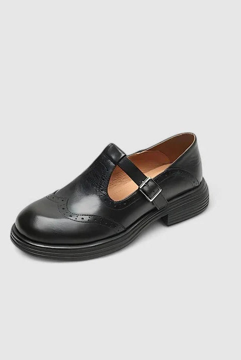 Women's Classic Leather T-Strap Dress Shoes with Soft Insole 6