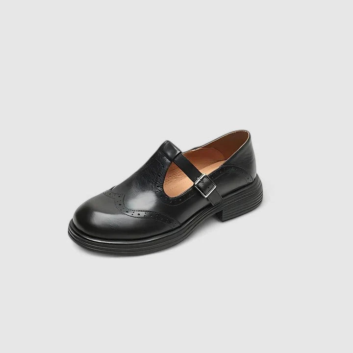 Women's Classic Leather T-Strap Dress Shoes with Soft Insole 6
