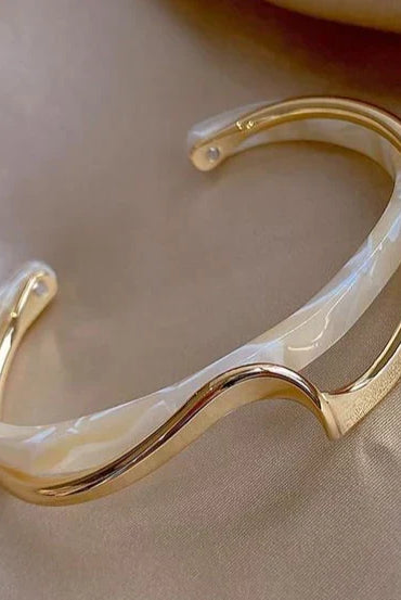 Women's Gold Bangle Bracelet with Opal Gemstones - Delicate Design for Casual and Formal Wear 0