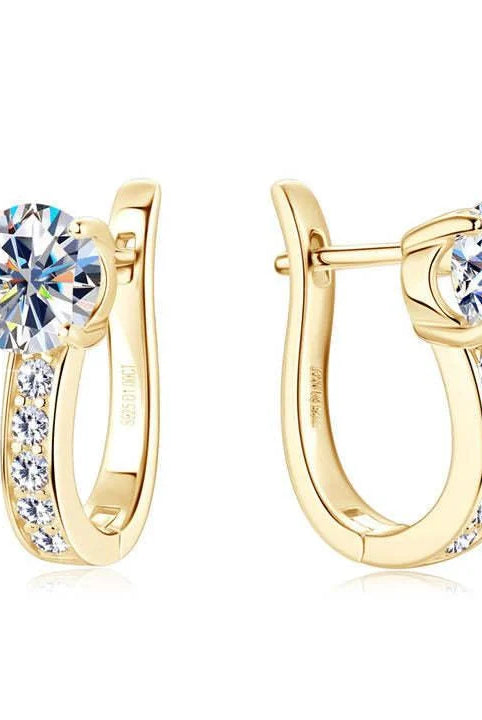 Women's Huggie Hoop Earrings with Channel-Set Stones and Secure Closure 0