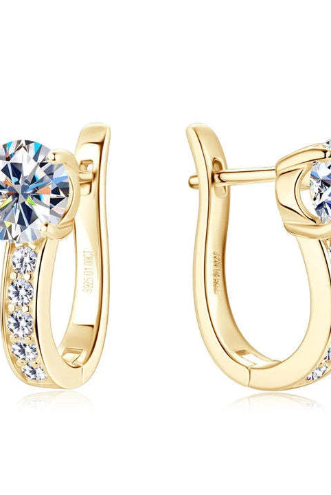 Women's Huggie Hoop Earrings with Channel-Set Stones and Secure Closure 1