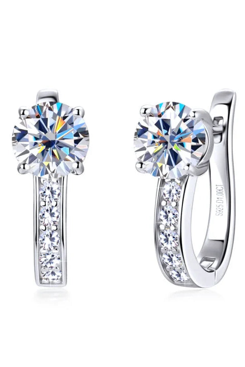 Women's Huggie Hoop Earrings with Channel-Set Stones and Secure Closure 2