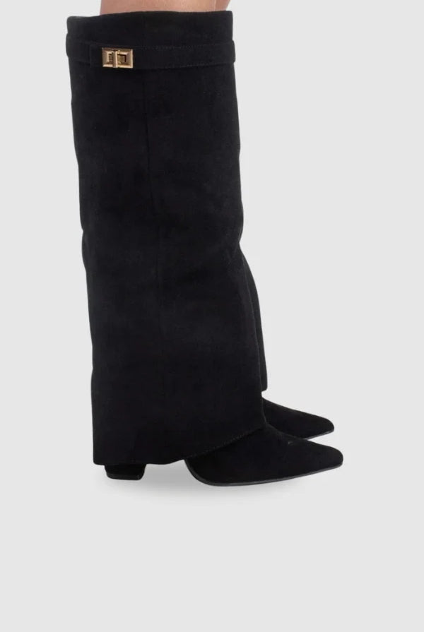 Women's Leather Thigh-High Boots with Buckle Detail 1
