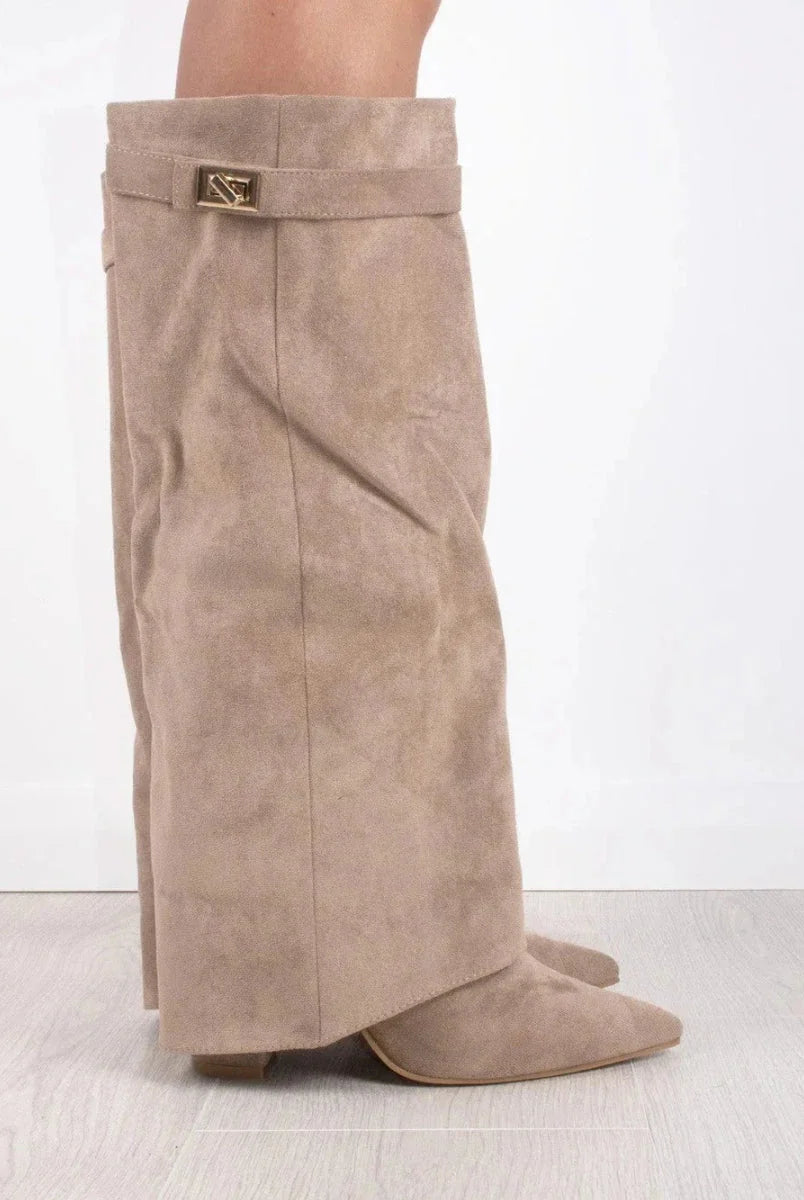 Women's Leather Thigh-High Boots with Buckle Detail 11