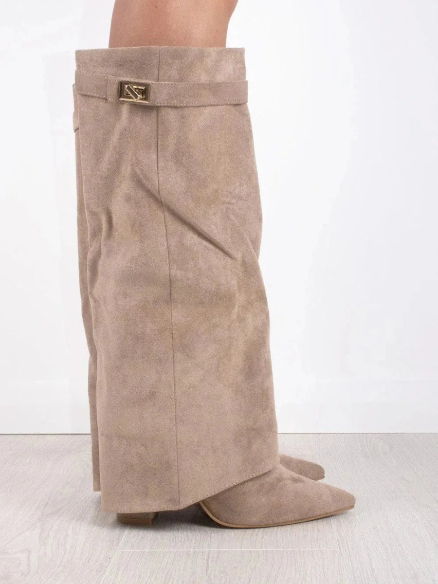 Women's Leather Thigh-High Boots with Buckle Detail 11