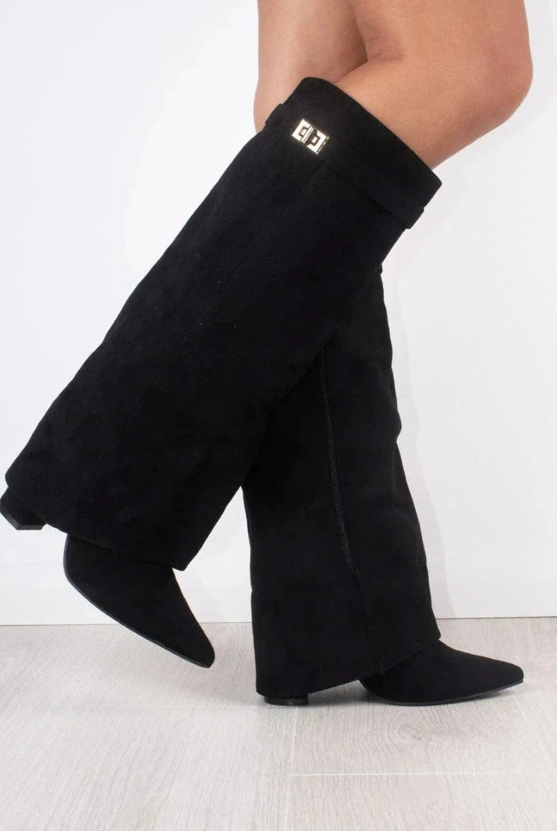 Women's Leather Thigh-High Boots with Buckle Detail 3