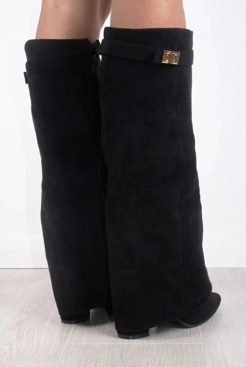 Women's Leather Thigh-High Boots with Buckle Detail 5