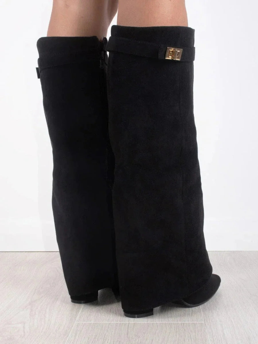 Women's Leather Thigh-High Boots with Buckle Detail 5
