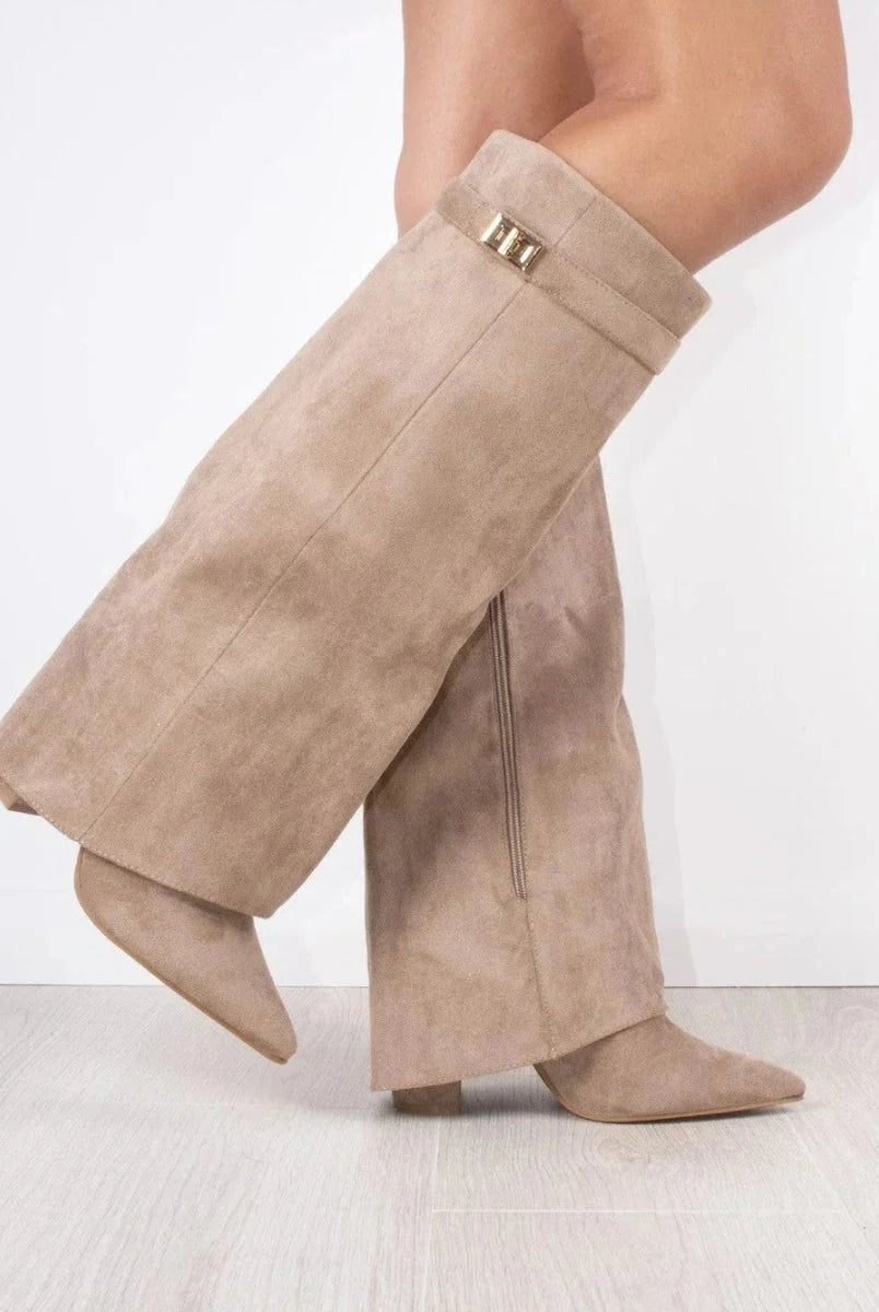 Women's Leather Thigh-High Boots with Buckle Detail 6