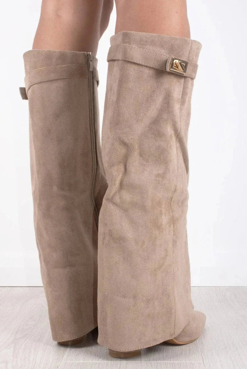 Women's Leather Thigh-High Boots with Buckle Detail 8
