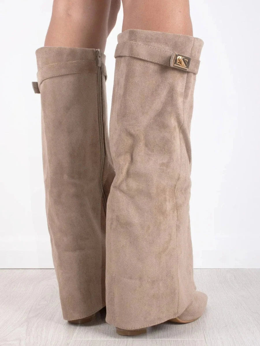 Women's Leather Thigh-High Boots with Buckle Detail 8