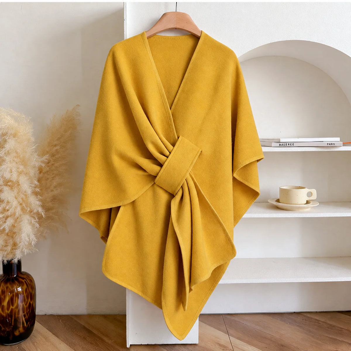 Women's Long Fleece Drape Shawl Wrap - One Size, Soft and Flowing Design 9