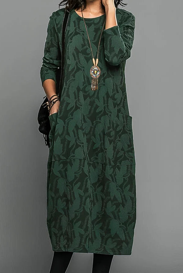 Women's Long Sleeve Elegant Winter Dress with Flattering Silhouette 0