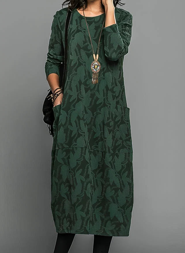 Women's Long Sleeve Elegant Winter Dress with Flattering Silhouette 0