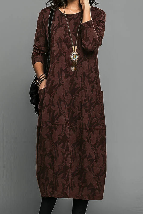 Women's Long Sleeve Elegant Winter Dress with Flattering Silhouette 1