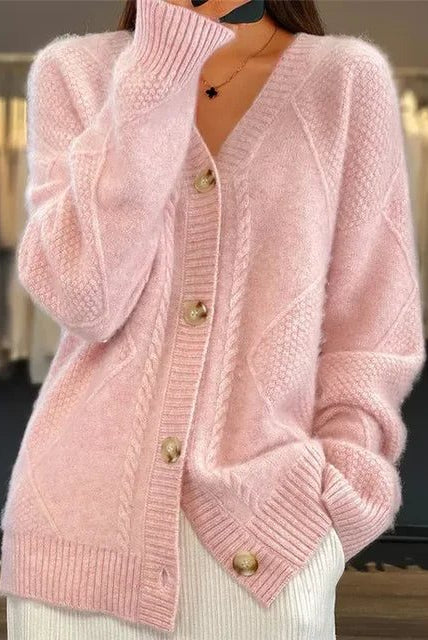 Women's Longline Cable Knit Button-Up Cardigan 2