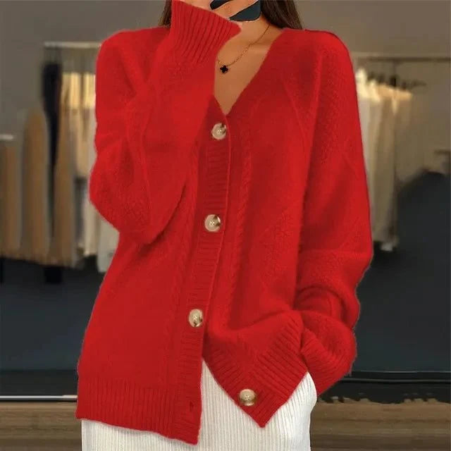 Women's Longline Cable Knit Button-Up Cardigan 3