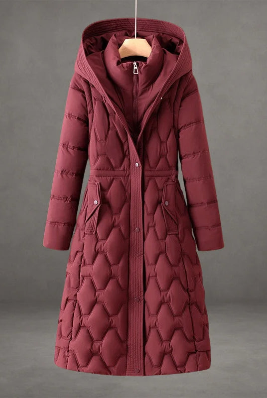 Women's Longline Hooded Down Coat with Waterproof Windproof Protection 0