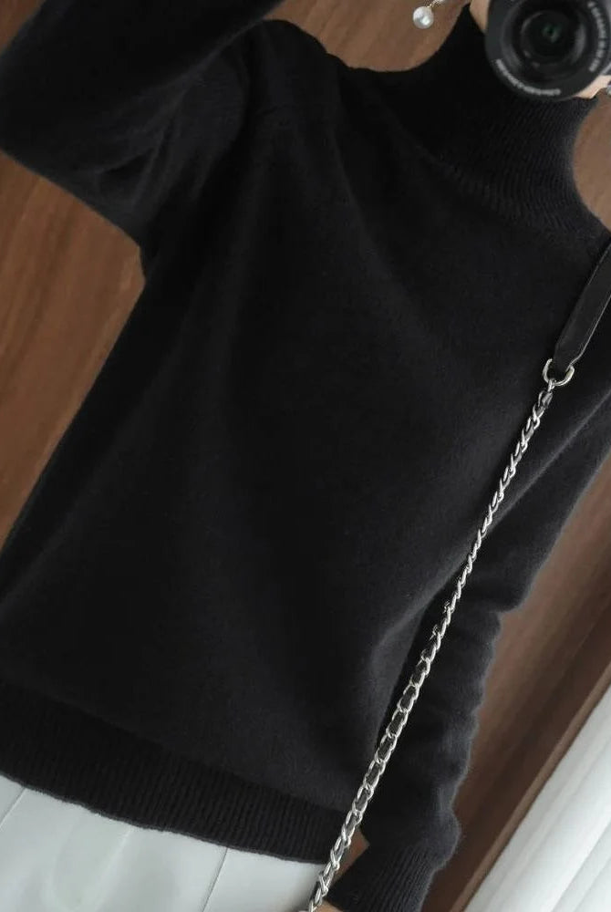 Women's Merino Wool Ribbed Roll Neck Sweater 10