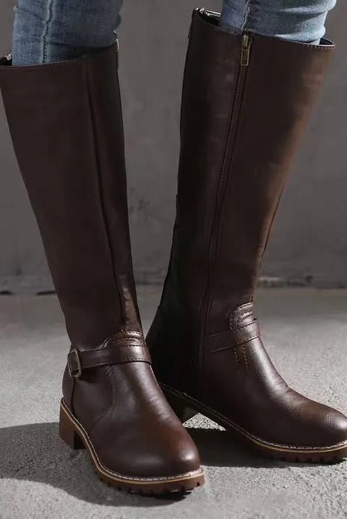 Women's Orthopedic Leather Tall Buckle Boots 2