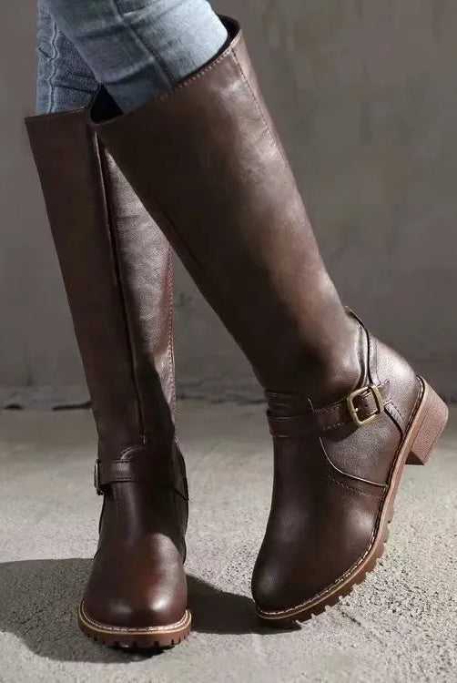 Women's Orthopedic Leather Tall Buckle Boots 3