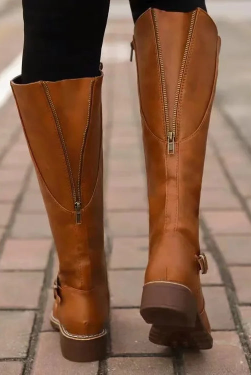 Women's Orthopedic Leather Tall Buckle Boots 5