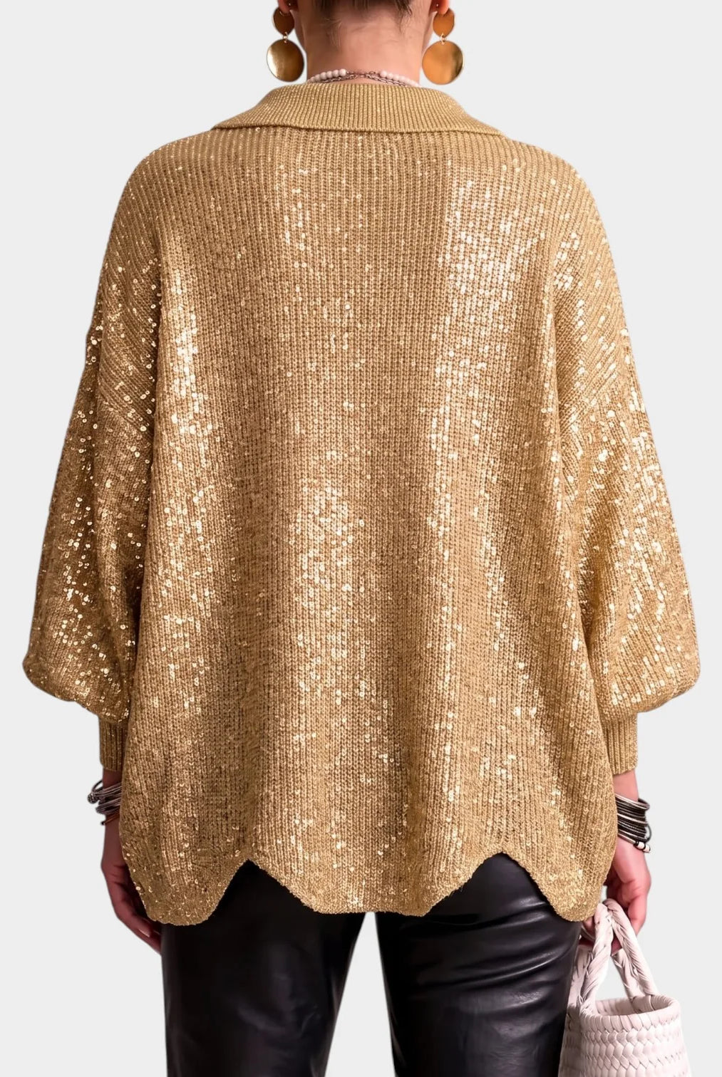 Women's Oversized Knit Cardigan with Gold-Tone Buttons 5