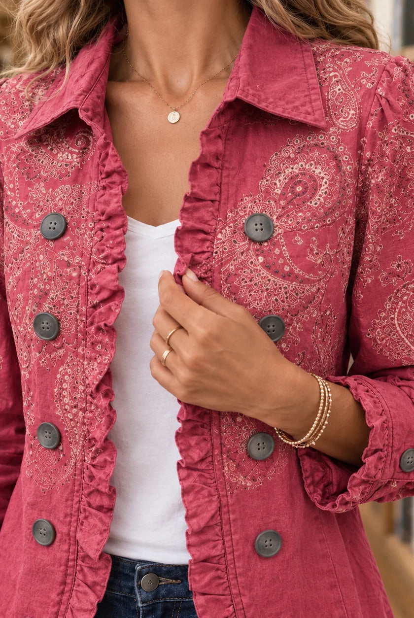 Women's Paisley Print Button-Front Woven Jacket 1