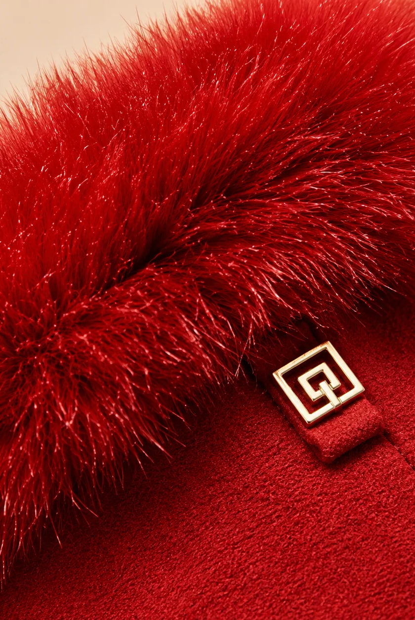 Women's Suede-Look Faux-Fur Cuff Winter Gloves 2