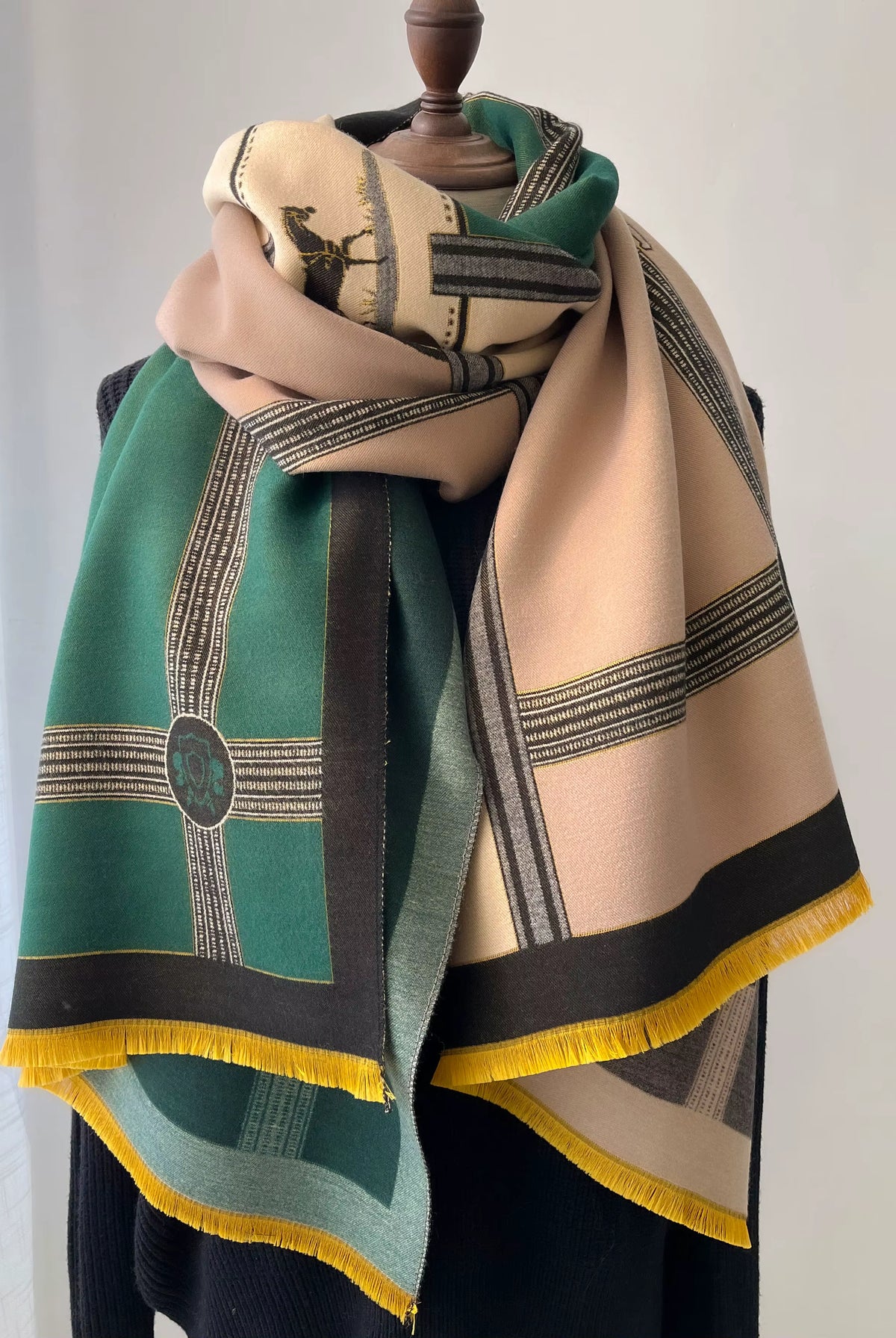 Women's Thick Printed Shawl Scarf - Cozy Wrap for Layering 3