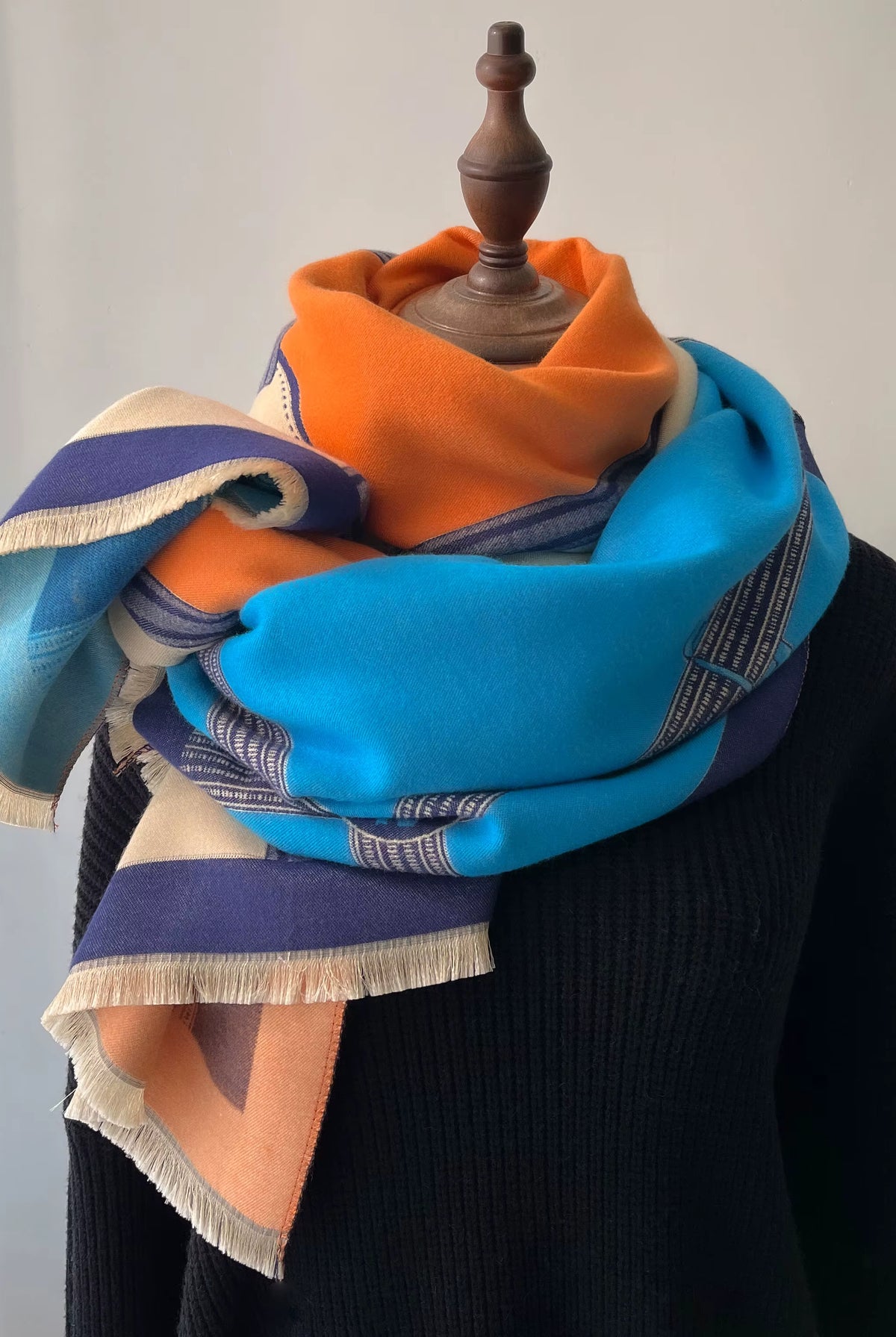 Women's Thick Printed Shawl Scarf - Cozy Wrap for Layering 4