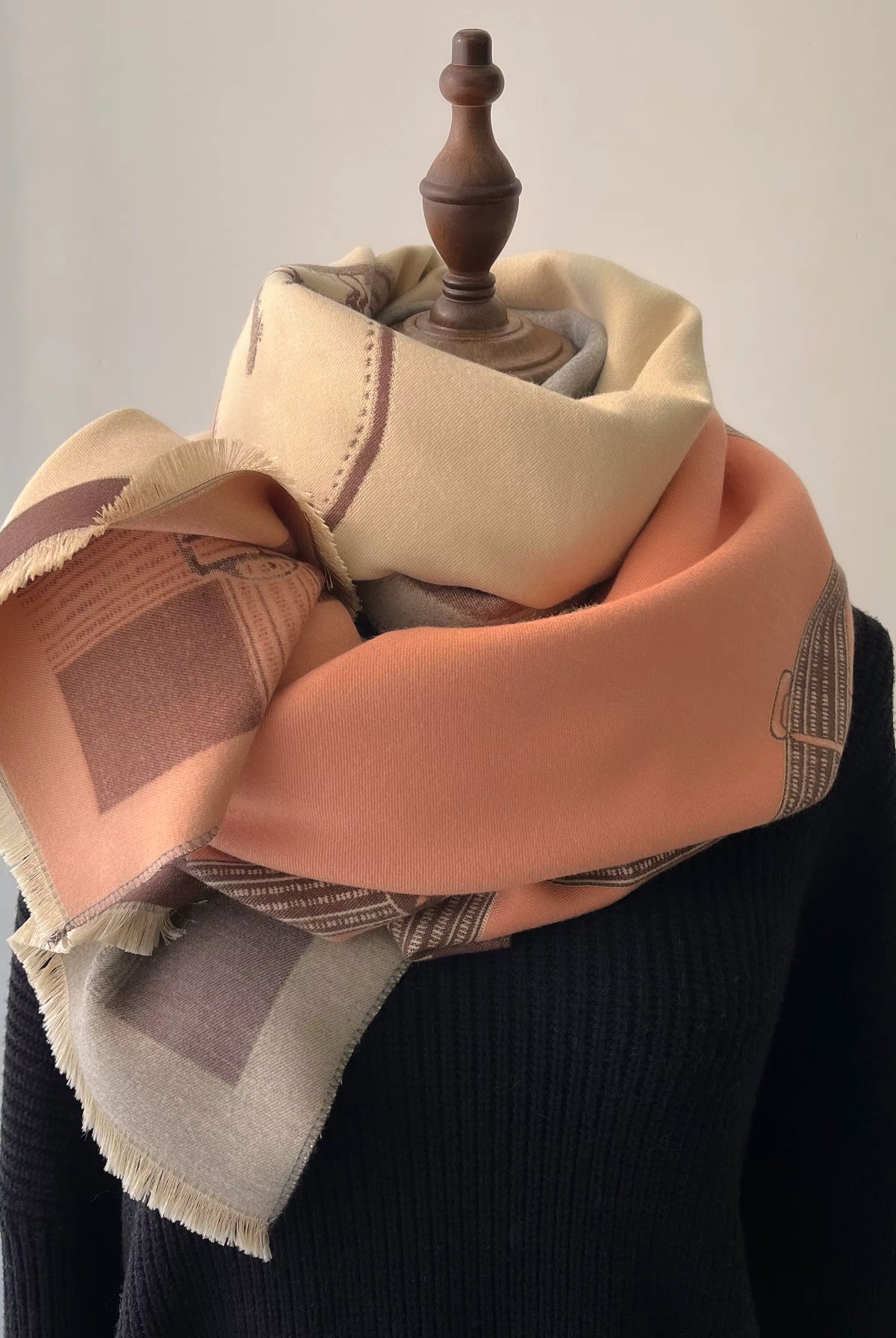 Women's Thick Printed Shawl Scarf - Cozy Wrap for Layering 5